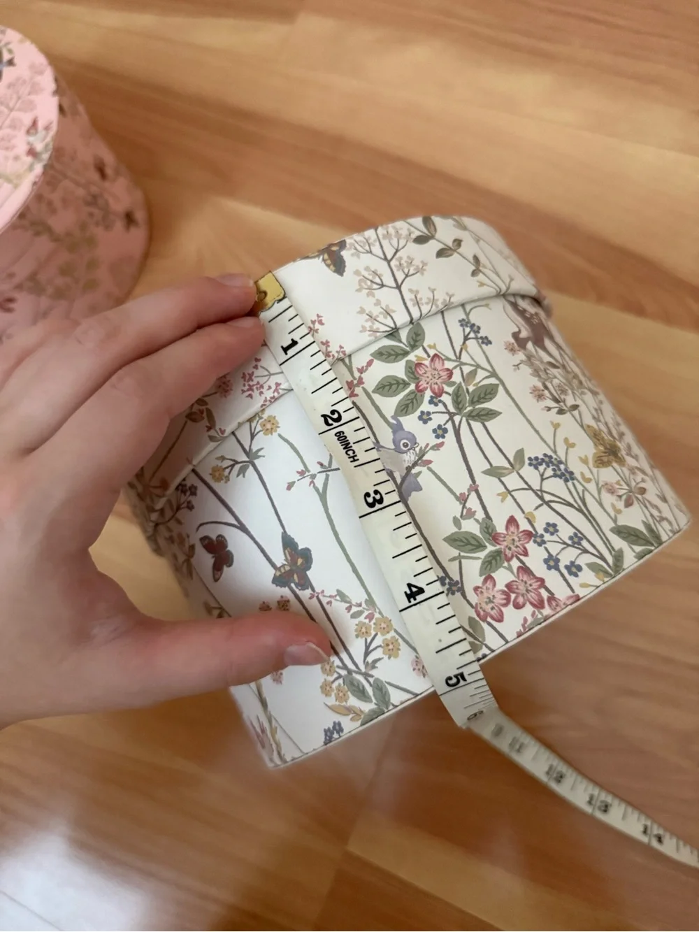 Disney x Sanderson Nesting Hat Boxes Set of 2 Woodland Floral Pink White